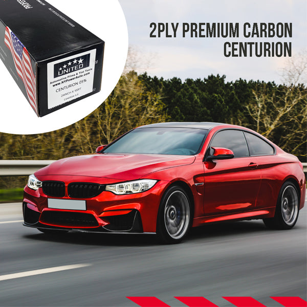 CENTURION Carbon Window Tint Film | SUPER EASY SHRINKING | 2-PLY Charcoal | 1.5mil | 30-40% IR Rejection