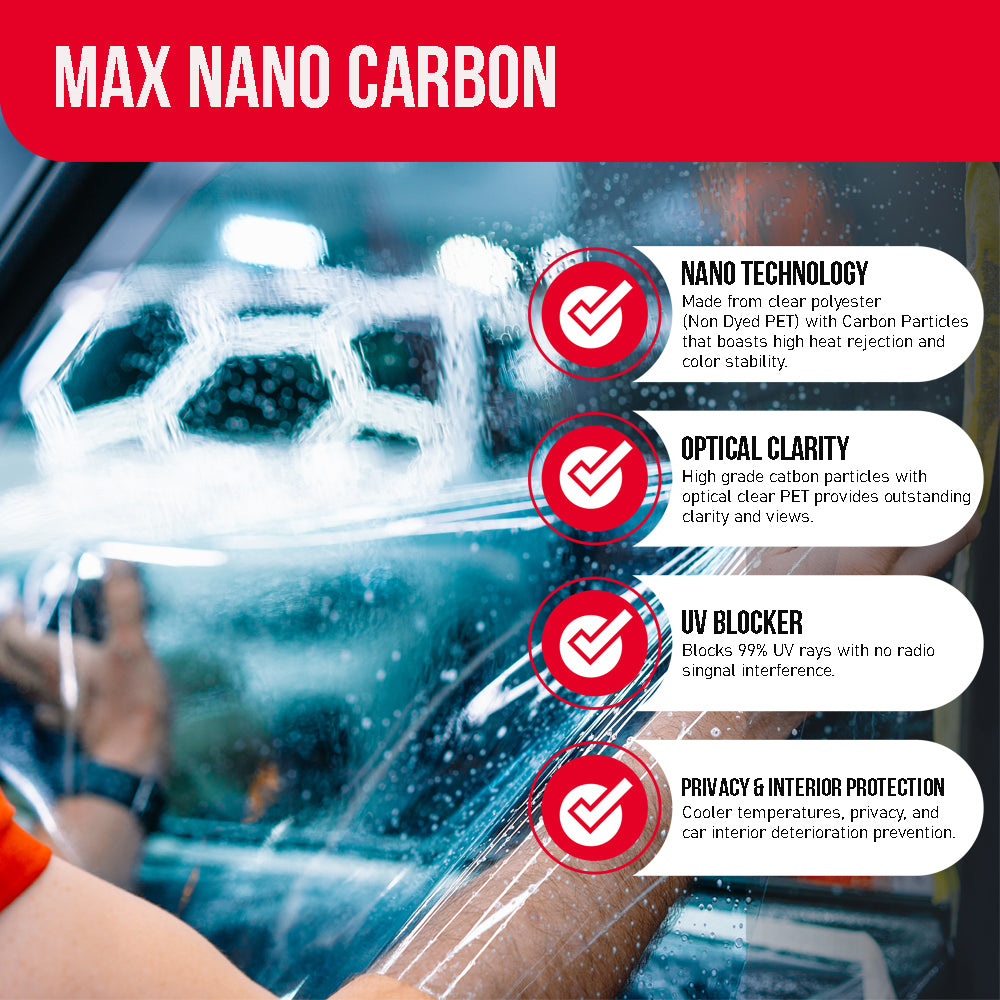 United - Max Nano 2PLY Carbon Window Film Heat Rejection (IRR) Up to 75%