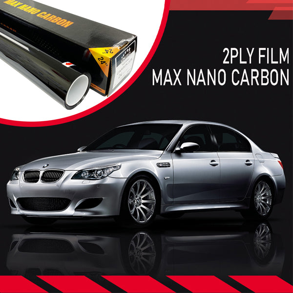 MAX NANO Carbon 2PLY Window Tint Film | 2 mil | 35-75% IR Rejection (Wide Spectrum)