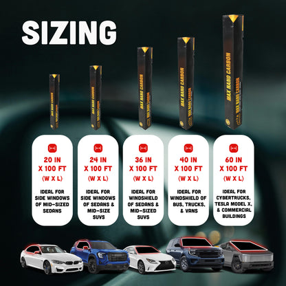 MAX NANO Carbon 2PLY Window Tint Film | 2 mil | 35-75% IR Rejection (Wide Spectrum)
