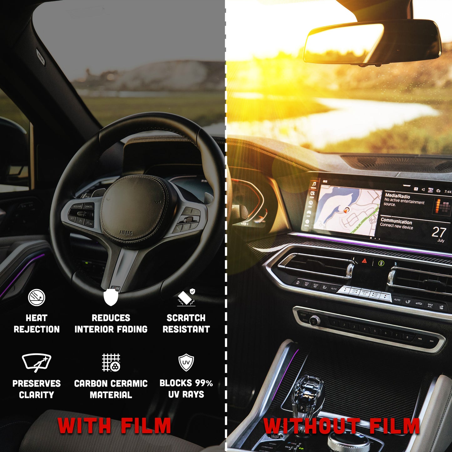 CARBON X SUPREME 2-Ply Window Tint - 2mil - 30-78% IR Rejection - Super Shrinkage