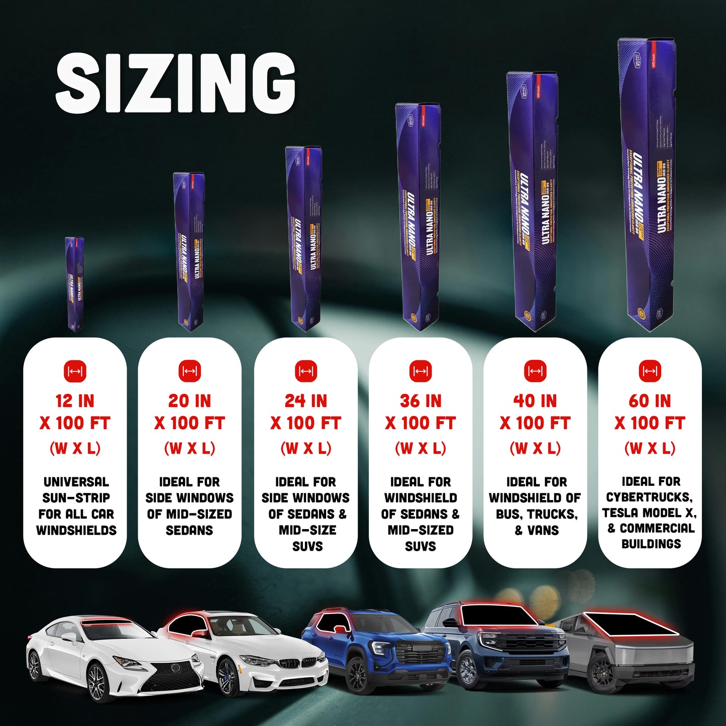 ULTRA NANO CERAMIC 2-Ply Window Tint Film | 2 mil | 80-95% IR Rejection