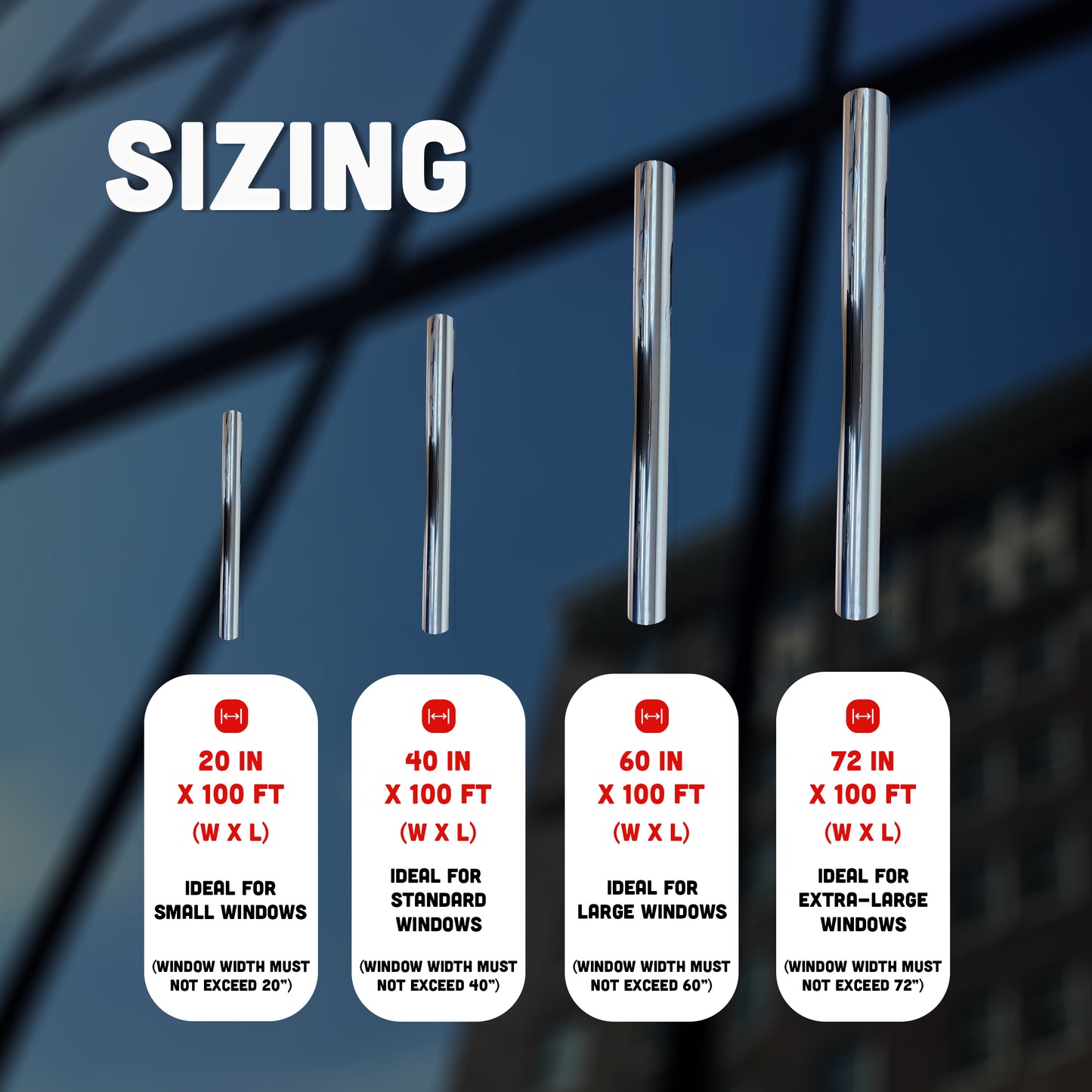 Reflective Mirror Window Film – 2mil – Dual Reflective & One-Way