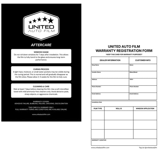25 Pack Warranty Card