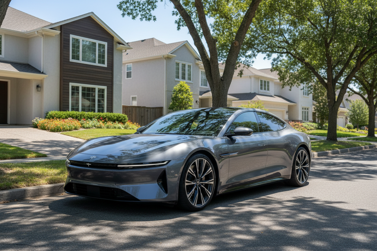 Modern Car in suburbs